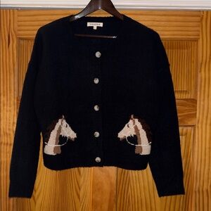 Horse Sweater Cardigan Size Large